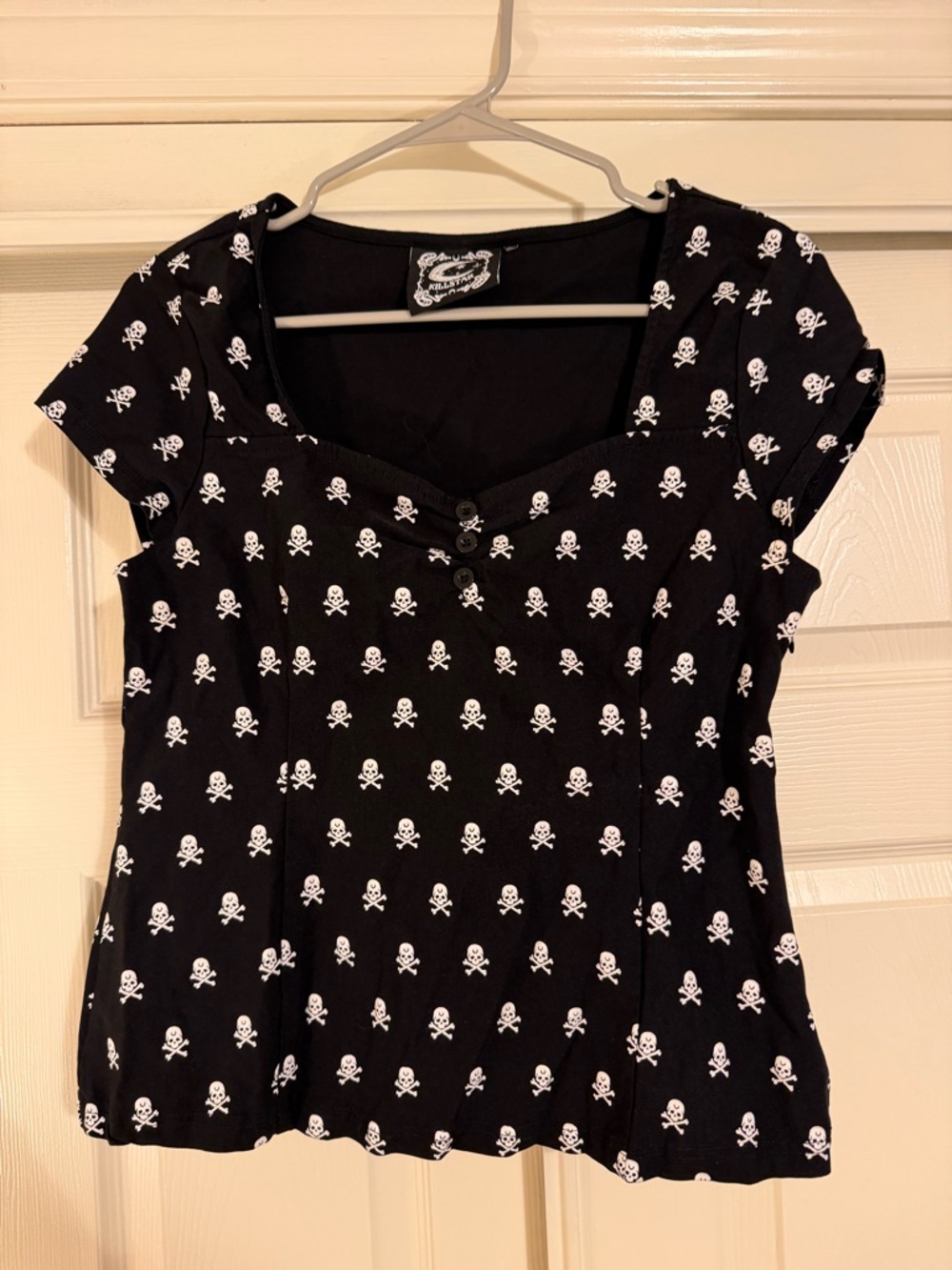 Killstar Gothic Goth Punk Blouse Top - Bad 2 The Bone Skull Top